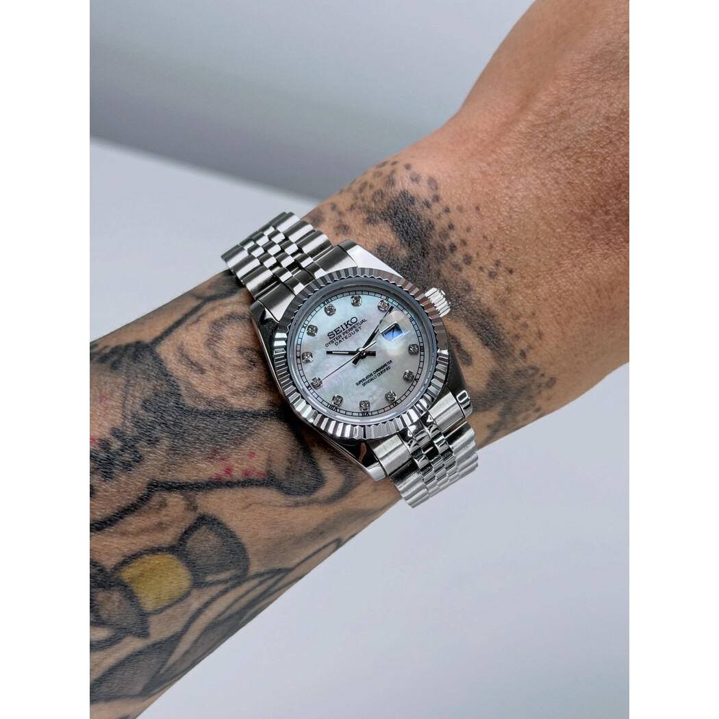 Custom Seiko Mod • White MOP diamond Datejust • 31mm